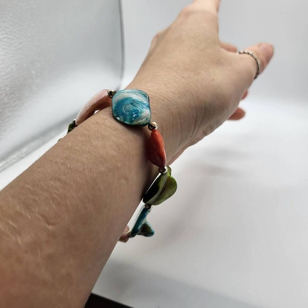 Bohemian Dyed Abalone Shell Bracelet - image 4